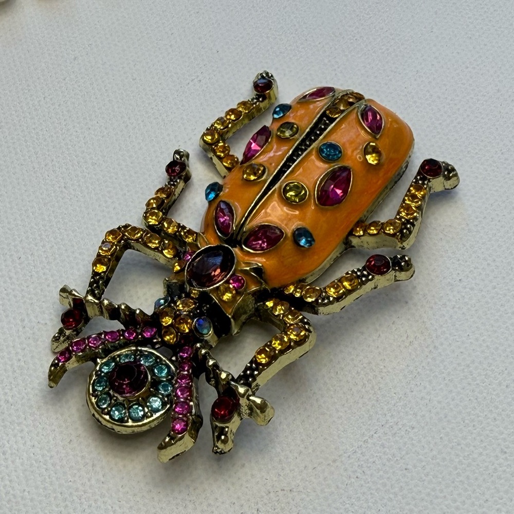 Colorful Beetle Brooch with Gem Accents - Picture 9 of 10